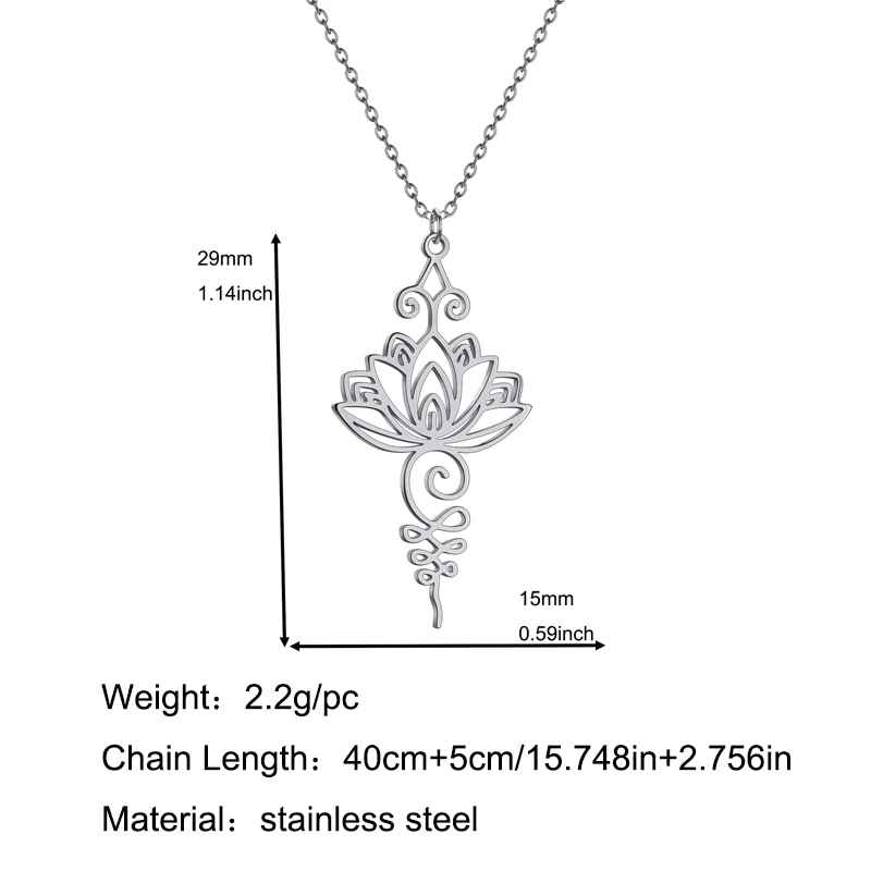 Elegant Lotus Unalome Necklace – Yoga Meditation Pendant in Stainless Steel