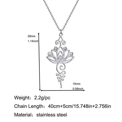 Elegant Lotus Unalome Necklace – Yoga Meditation Pendant in Stainless Steel