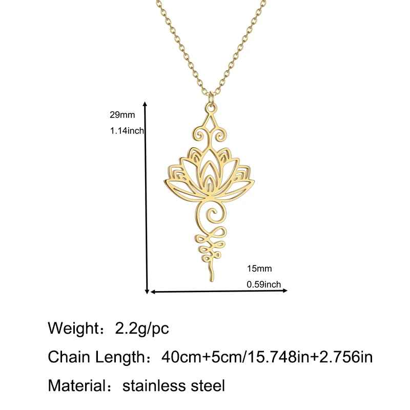 Elegant Lotus Unalome Necklace – Yoga Meditation Pendant in Stainless Steel