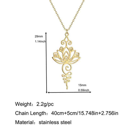 Elegant Lotus Unalome Necklace – Yoga Meditation Pendant in Stainless Steel
