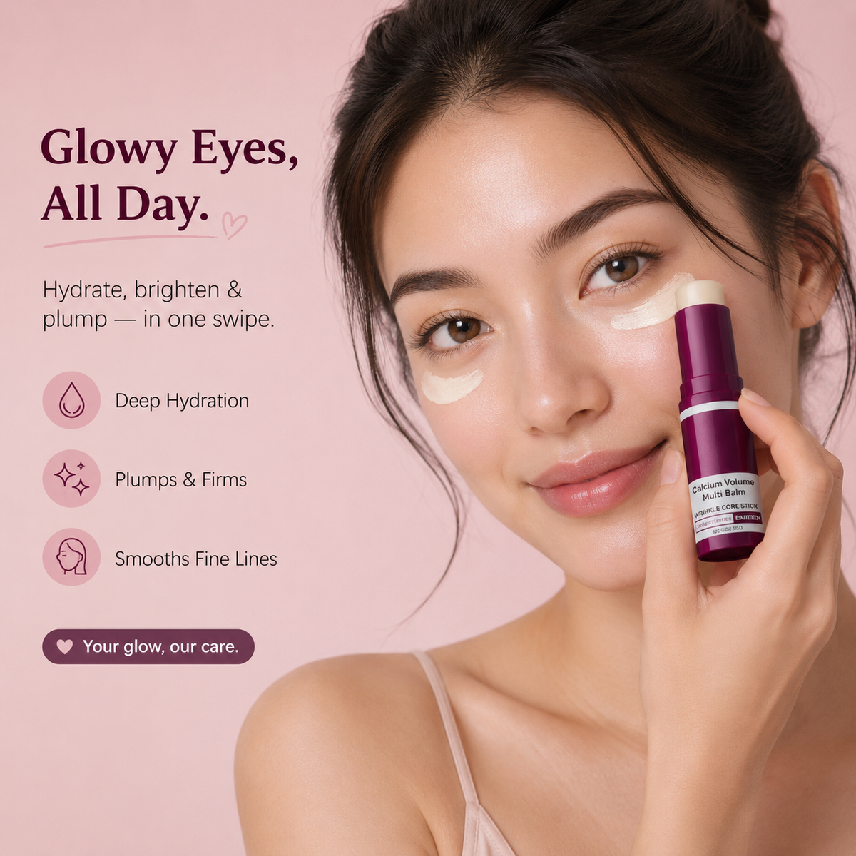 Calcium Volume Multi Balm Korean Skincare Stick,Face & Eye Cream,Collagen Deep Moisturizing Anti-Wrinkle,Suitable for Pre Makeup