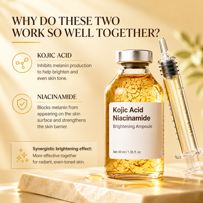 Kojic Acid Niacinamide Whitening Serum Dark Spot Remover Brightening Cream Freckle Mask Fade Acne Scars Melasma Dull Skin