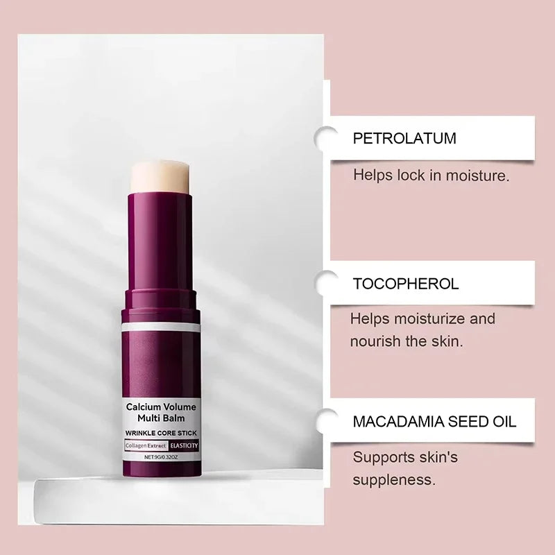 Calcium Volume Multi Balm Korean Skincare Stick,Face & Eye Cream,Collagen Deep Moisturizing Anti-Wrinkle,Suitable for Pre Makeup